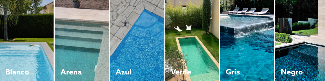Comparación del color del agua según revestimiento de piscina