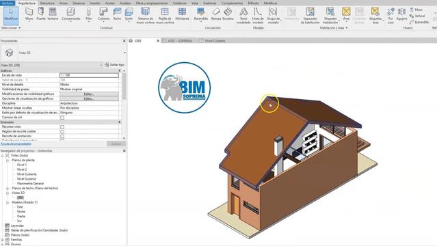 Objeto BIM - Revit ¿Cómo cargar y trazar una cubierta inclinada?