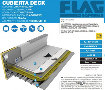 CUBIERTA DECK  con membrana de PVC o TPO