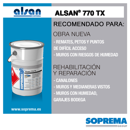ALSAN®  770 TX resina de impermeabilización para petos de base PMMA