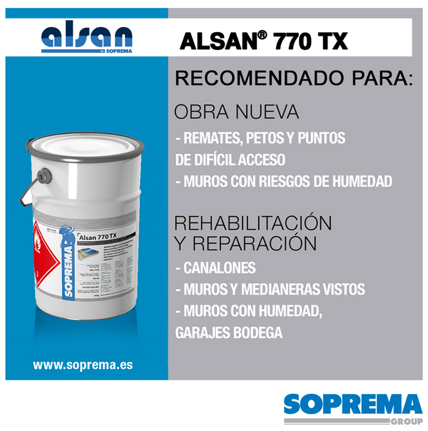 ALSAN®  770 TX resina de impermeabilización para petos de base PMMA