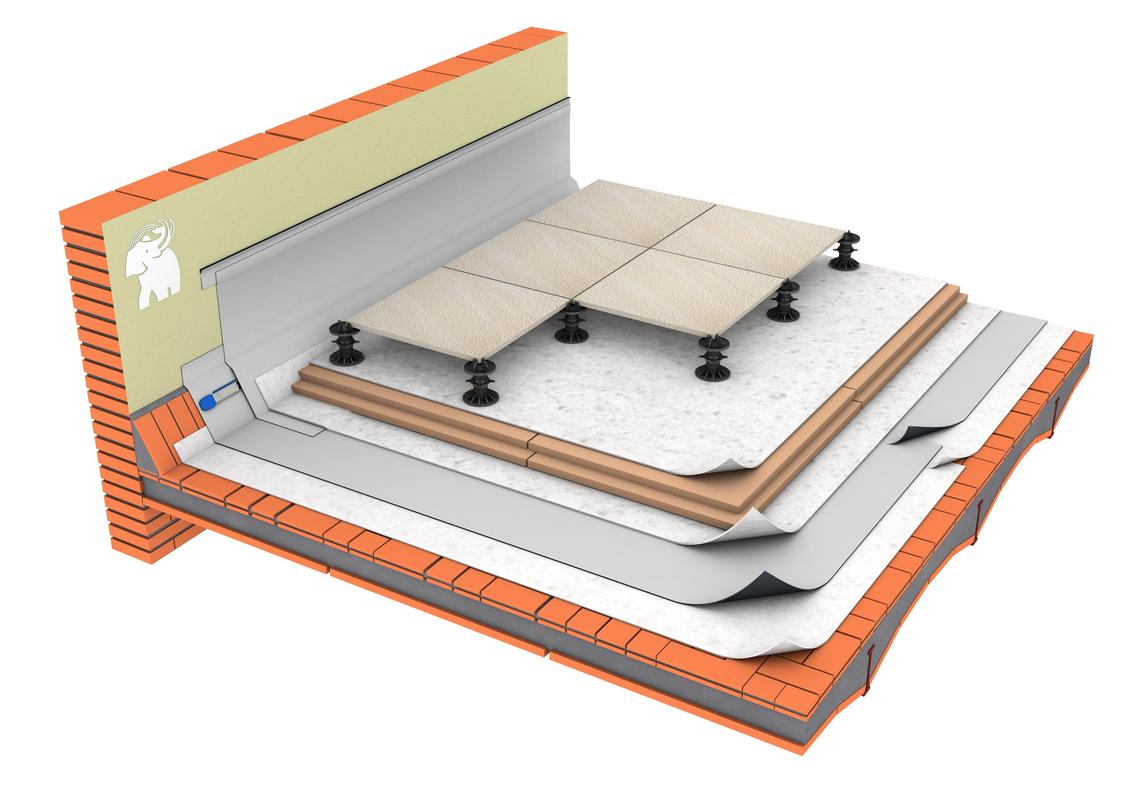 SISTEMA DE IMPERMEABILIZACIÓN SINTÉTICA PVC CON AISLAMIENTO TÉRMICO Y ACABADO CON SUELO FLOTANTE SOBRE RASILLA CERÁMICA