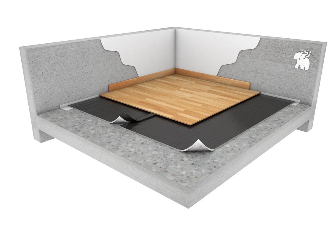 SISTEMA DE AISLAMIENTO ACÚSTICO SOBRE ANTIGUO SUELO DE TERRAZO CON LÁMINA ANTIIMPACTO Y ACABADO DE PARQUET LAMINADO